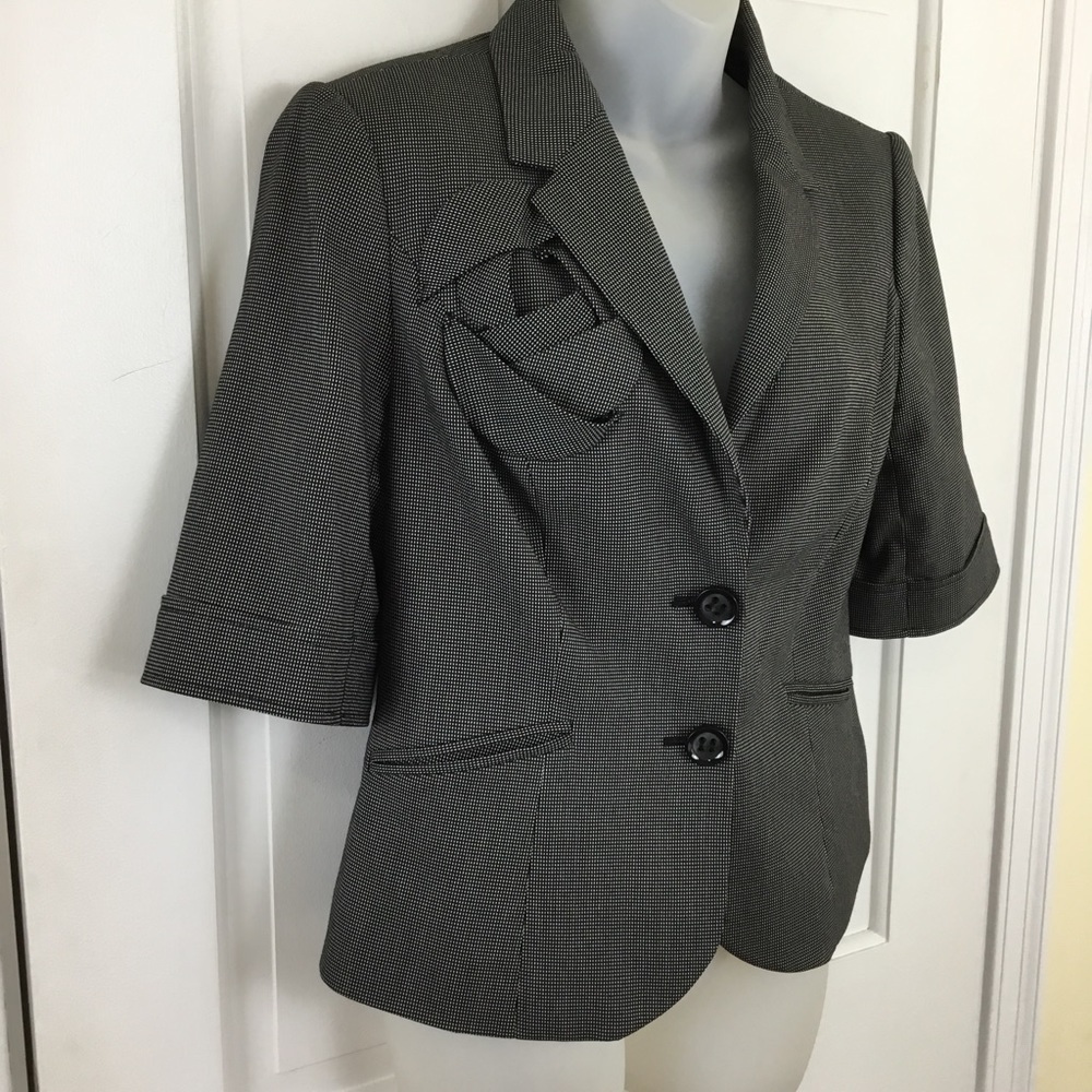 The Limited Gray Cropped Blazer with Rosette Detail